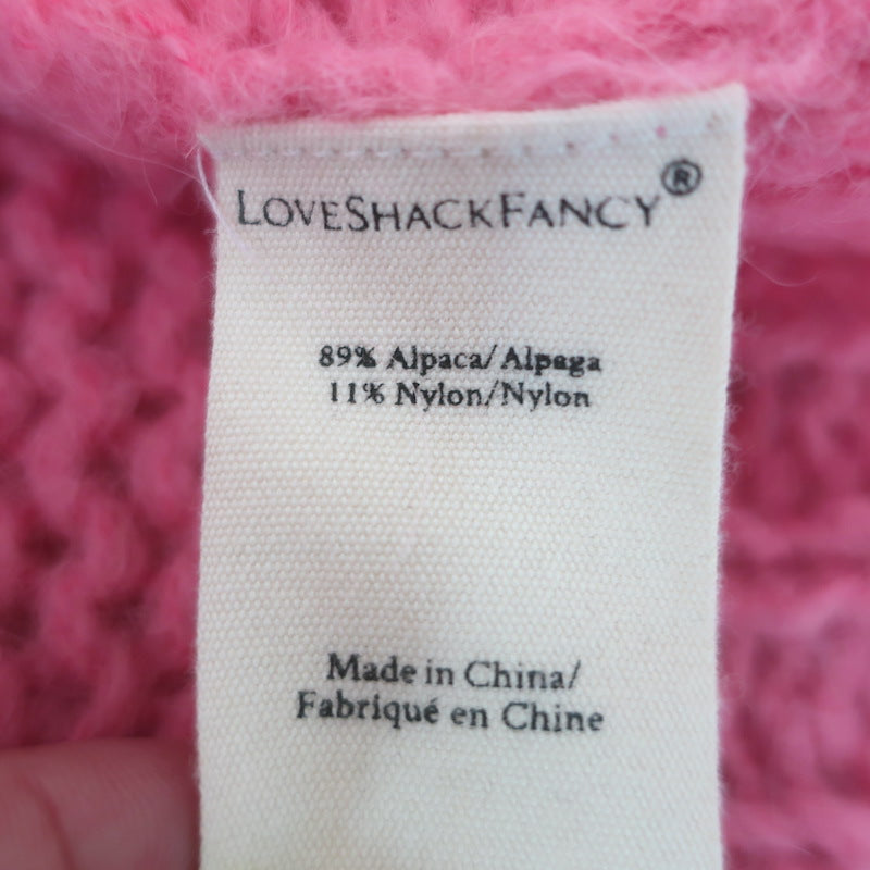 LoveShackFancy Fabietto Cropped Cardigan Pink Alpaca-Blend Size Extra Small