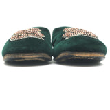 Gucci Lawrence Crystal Snake-Embellished Slipper Mules Emerald Velvet Size 7