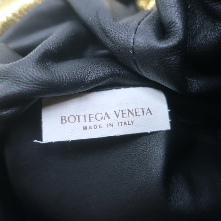 Bottega Veneta Mini Pouch Crossbody Bag Gold Metallic Crinkled Leather NEW