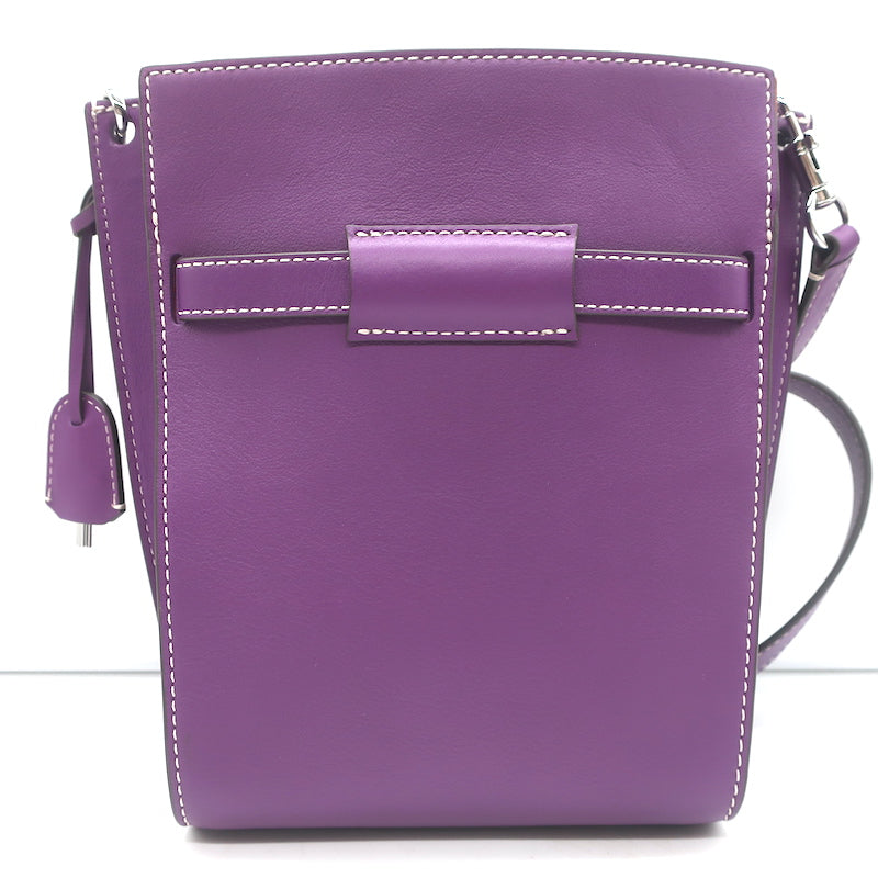 Tory Burch Lee Radziwill Double Bucket Bag Purple Leather Medium Crossbody