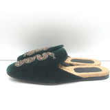 Gucci Lawrence Crystal Snake-Embellished Slipper Mules Emerald Velvet Size 7