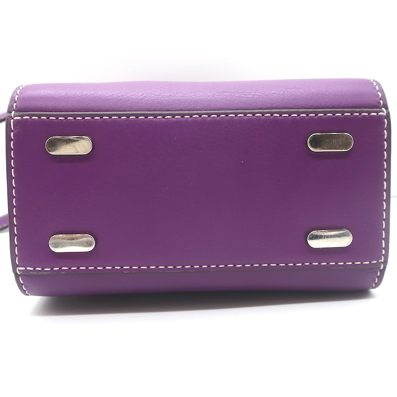 Tory Burch Lee Radziwill Double Bucket Bag Purple Leather Medium Crossbody