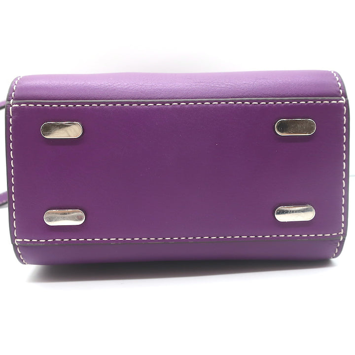 Tory Burch Lee Radziwill Double Bucket Bag Purple Leather Medium Crossbody