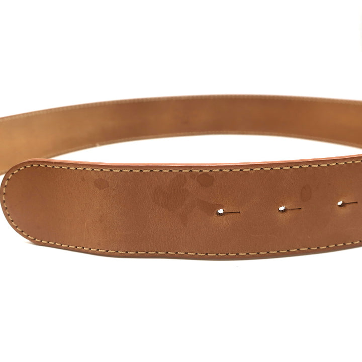 Etro Carved Buckle Belt Tan Leather Size 90
