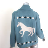 THE GREAT The Stable Lodge Cardigan Blue Alpaca-Blend Size 0