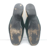 Gucci Lawrence Crystal Snake-Embellished Slipper Mules Emerald Velvet Size 7