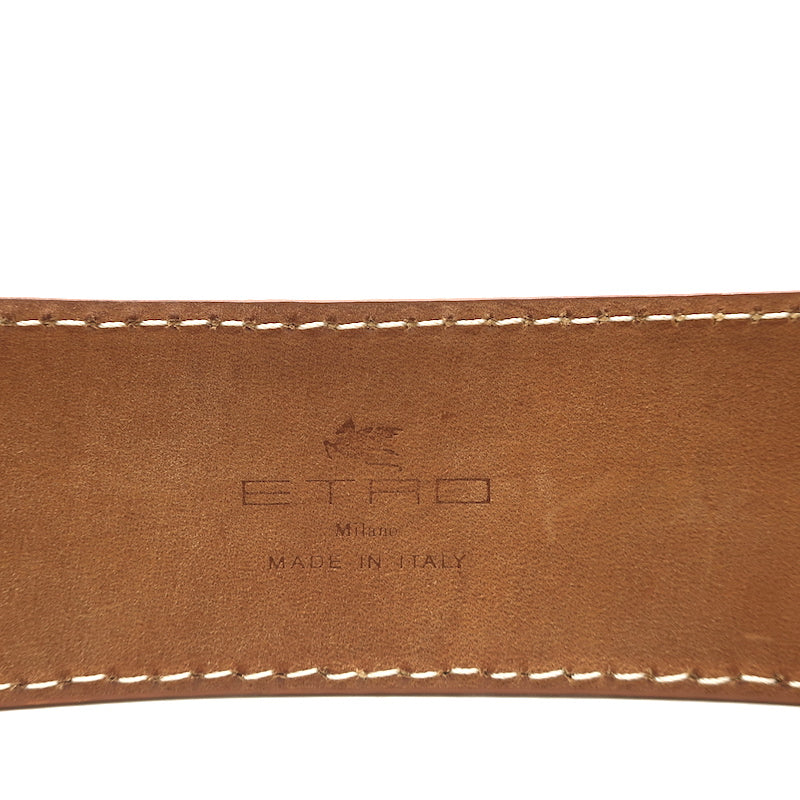 Etro Carved Buckle Belt Tan Leather Size 90
