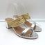 Aquazzura Rendez Vous Slide Sandals Gold/Silver Metallic Leather Size 37.5