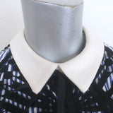 Self-Portrait Lace Cape Striped Shirting Mini Dress Blue/Black Size US 4