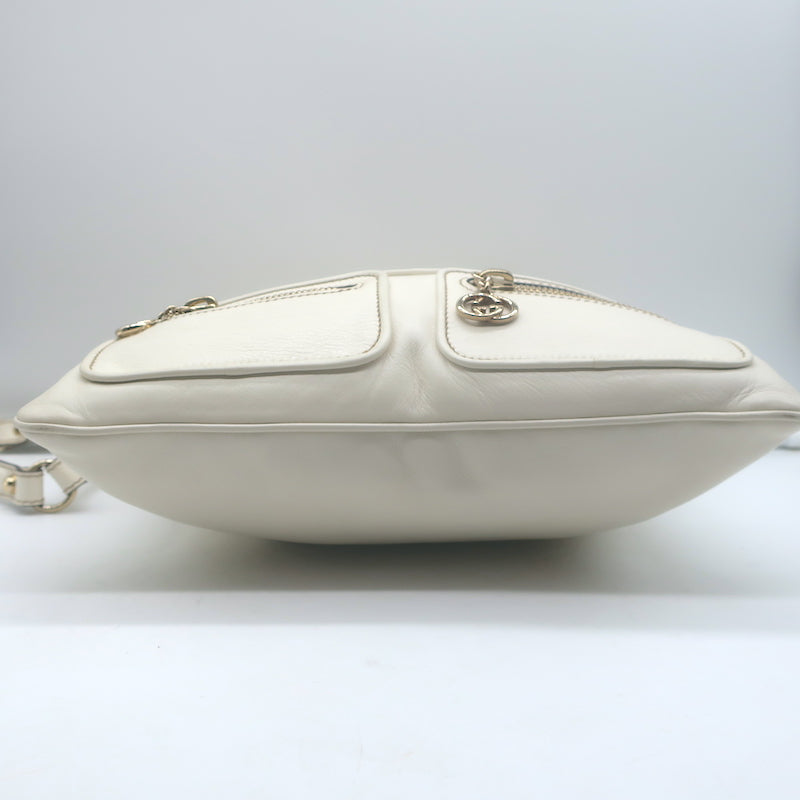 Gucci Britt Interlocking GG Messenger Bag Cream Leather
