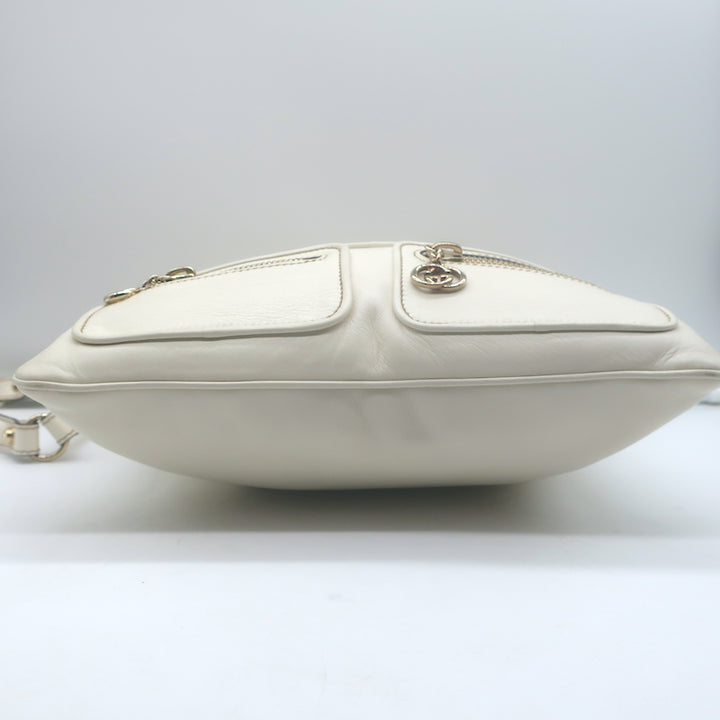 Gucci Britt Interlocking GG Messenger Bag Cream Leather