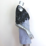 Self-Portrait Lace Cape Striped Shirting Mini Dress Blue/Black Size US 4