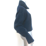 T by Alexander Wang Cowl Neck Cropped Sweater Navy Stretch Wool Size Large