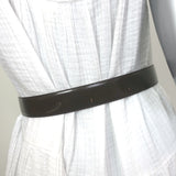 Gucci G Buckle Reversible Belt Dark Brown & Beige Patent Leather Size 80 US 32