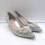 Miu Miu Pearl & Crystal-Embellished Low-Heel Pumps Silver Glitter Size 38