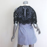 Self-Portrait Lace Cape Striped Shirting Mini Dress Blue/Black Size US 4