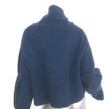 T by Alexander Wang Cowl Neck Cropped Sweater Navy Stretch Wool Size Large