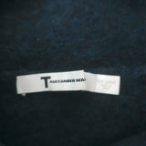 T by Alexander Wang Cowl Neck Cropped Sweater Navy Stretch Wool Size Large