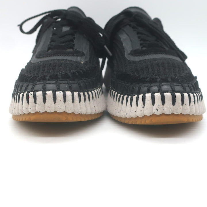 Chloe Nama Speckled-Platform Mesh Sneakers Black Size 37