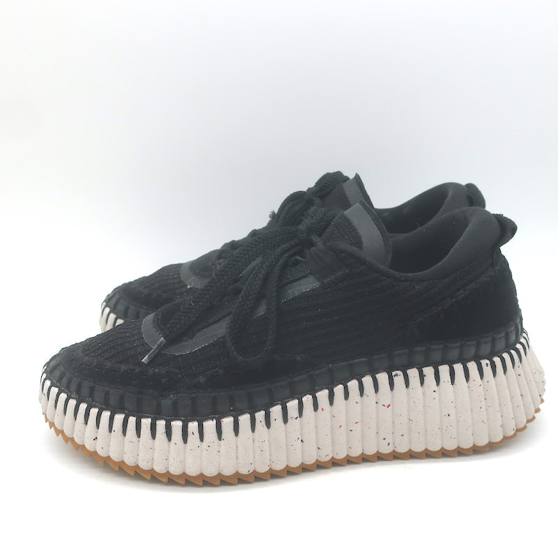 Chloe Nama Speckled-Platform Mesh Sneakers Black Size 37