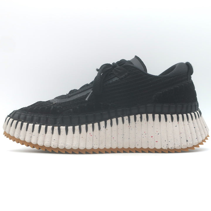 Chloe Nama Speckled-Platform Mesh Sneakers Black Size 37