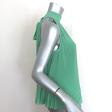 Veronica Beard Alexa Pleated Tie-Back Sleeveless Blouse Green Size 4