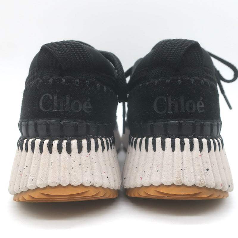 Chloe Nama Speckled-Platform Mesh Sneakers Black Size 37