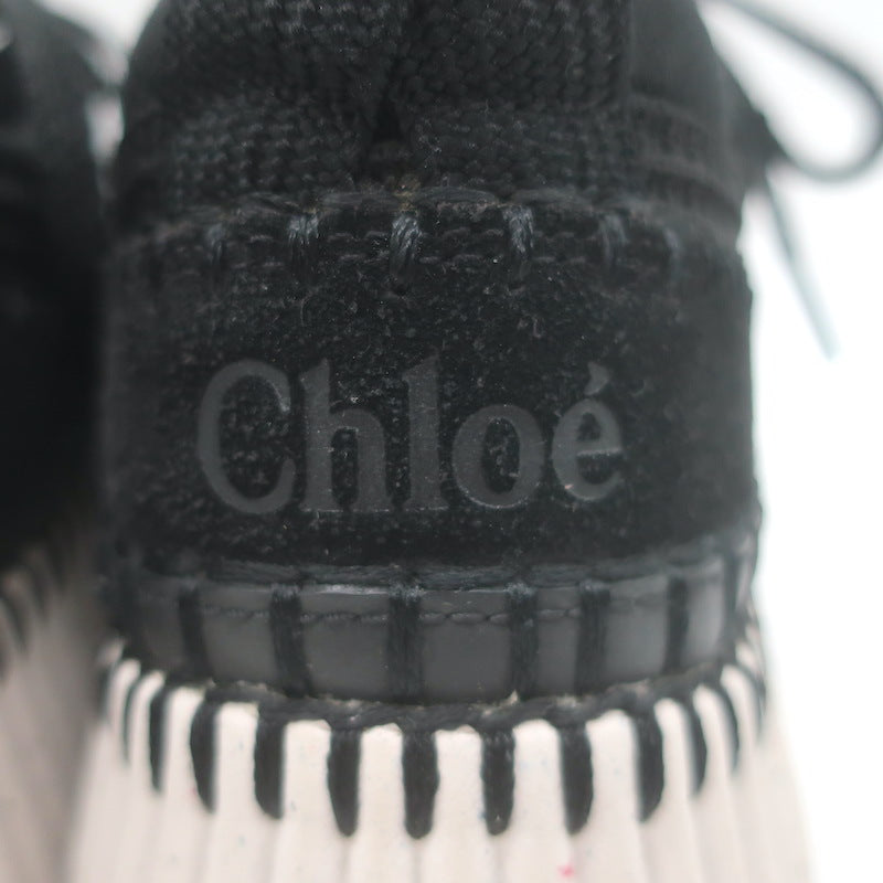 Chloe Nama Speckled-Platform Mesh Sneakers Black Size 37
