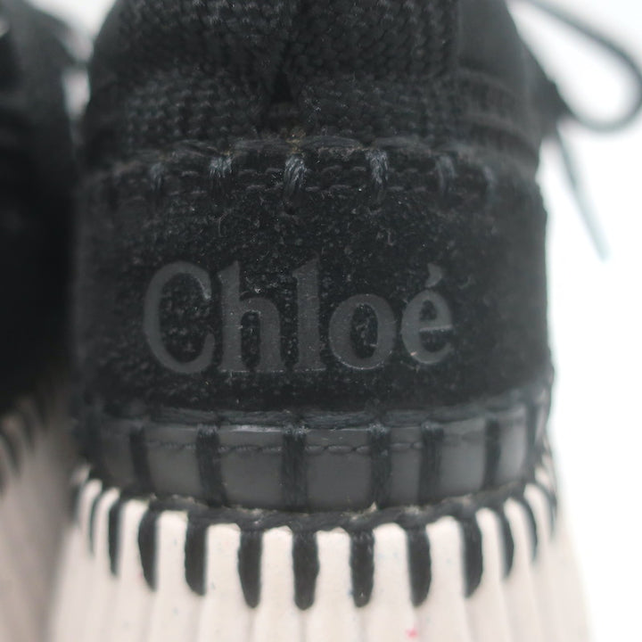 Chloe Nama Speckled-Platform Mesh Sneakers Black Size 37