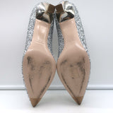 Miu Miu Pearl & Crystal-Embellished Low-Heel Pumps Silver Glitter Size 38