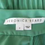Veronica Beard Alexa Pleated Tie-Back Sleeveless Blouse Green Size 4