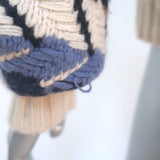 Chloe Herringbone Knit Turtleneck Sweater Cream/Multi Wool-Cashmere Size Medium