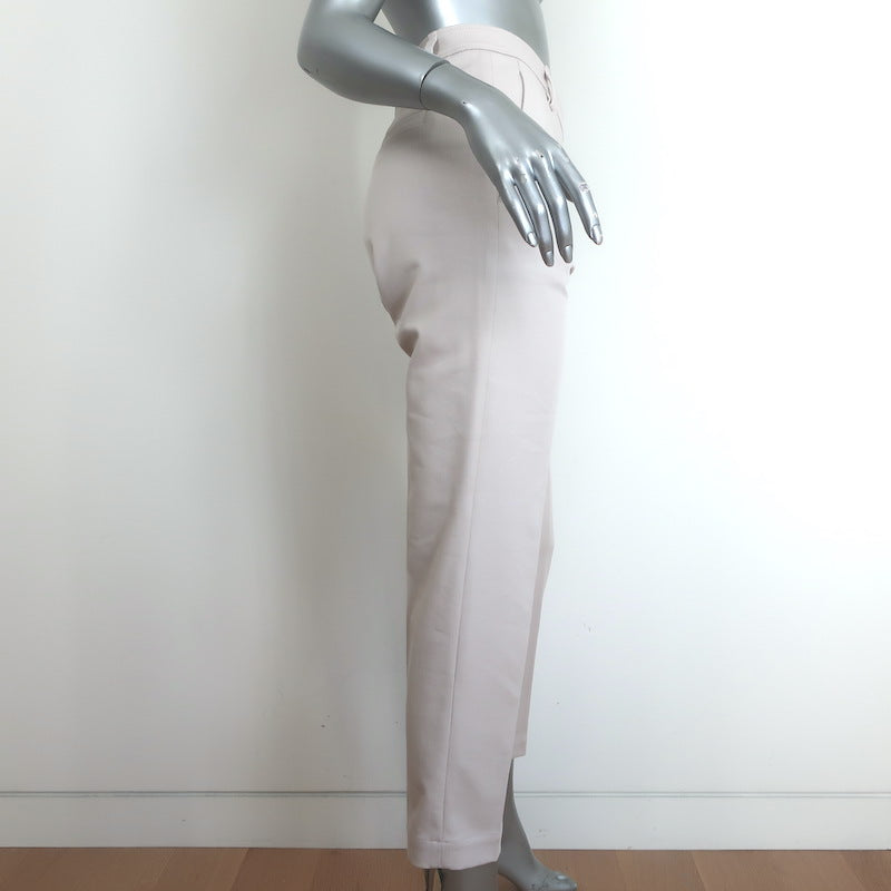 Brunello Cucinelli Monili Tab Belt Ankle Pants Ecru Stretch Cotton Size US 6