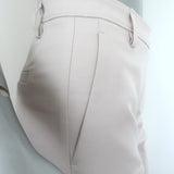 Brunello Cucinelli Monili Tab Belt Ankle Pants Ecru Stretch Cotton Size US 6