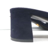 Prada Crystal Buckle Mules Navy Suede Size 38 Low-Heel Open Toe Sandals