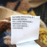 Chloe Herringbone Knit Turtleneck Sweater Cream/Multi Wool-Cashmere Size Medium