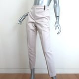 Brunello Cucinelli Monili Tab Belt Ankle Pants Ecru Stretch Cotton Size US 6