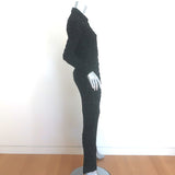 Tove Anna Mary Velvet-Flocked Maxi Dress Black Stretch Jersey Size 36