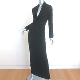 Tove Anna Mary Velvet-Flocked Maxi Dress Black Stretch Jersey Size 36
