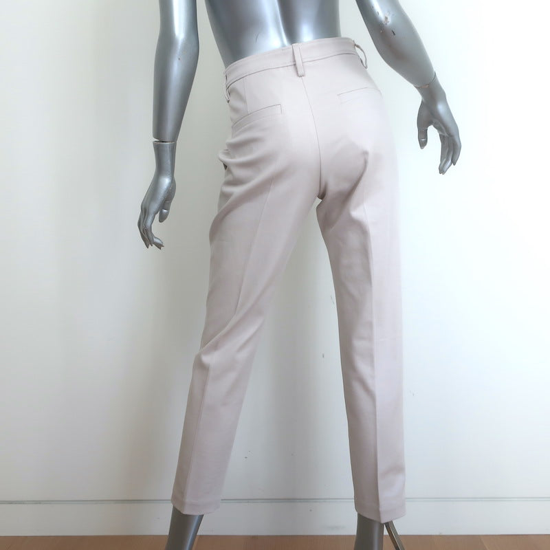 Brunello Cucinelli Monili Tab Belt Ankle Pants Ecru Stretch Cotton Size US 6
