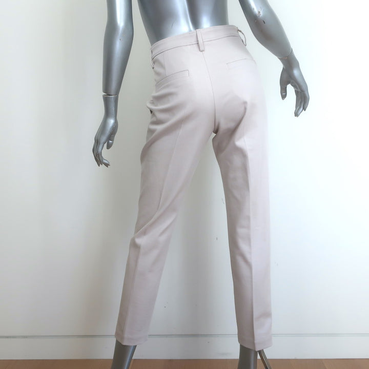Brunello Cucinelli Monili Tab Belt Ankle Pants Ecru Stretch Cotton Size US 6