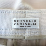 Brunello Cucinelli Monili Tab Belt Ankle Pants Ecru Stretch Cotton Size US 6