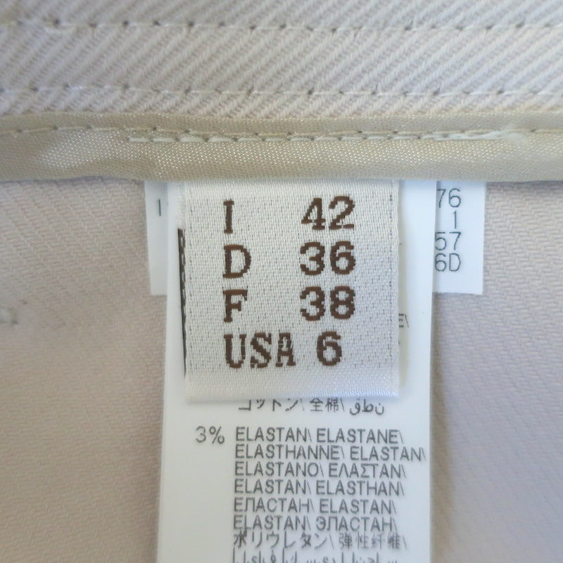 Brunello Cucinelli Monili Tab Belt Ankle Pants Ecru Stretch Cotton Size US 6