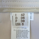 Brunello Cucinelli Monili Tab Belt Ankle Pants Ecru Stretch Cotton Size US 6