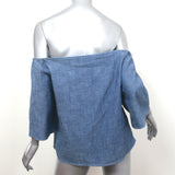 Alice + Olivia Off the Shoulder Top Christy Chambray Linen-Blend Size Large