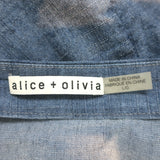 Alice + Olivia Off the Shoulder Top Christy Chambray Linen-Blend Size Large