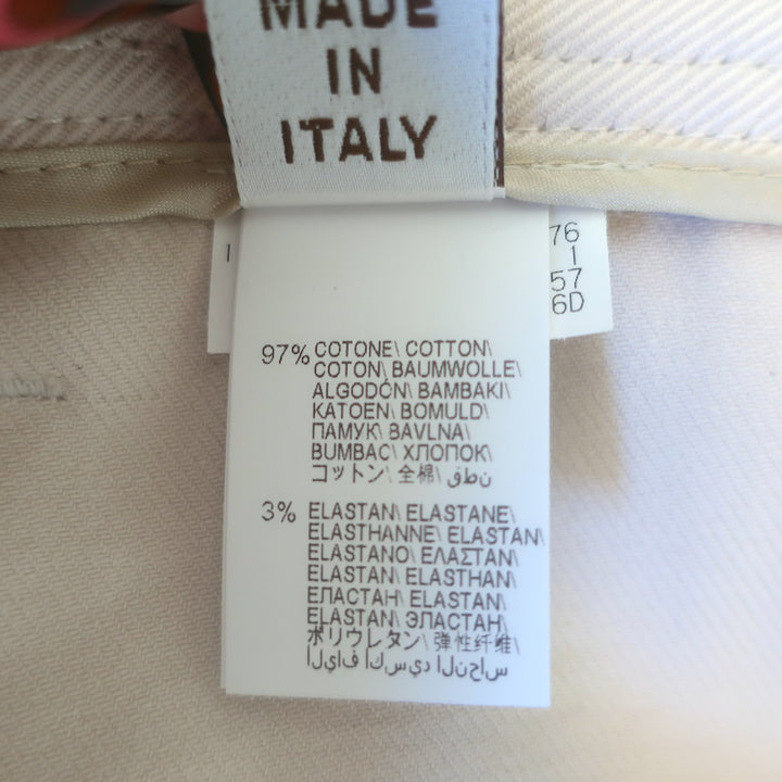 Brunello Cucinelli Monili Tab Belt Ankle Pants Ecru Stretch Cotton Size US 6