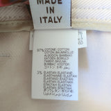 Brunello Cucinelli Monili Tab Belt Ankle Pants Ecru Stretch Cotton Size US 6