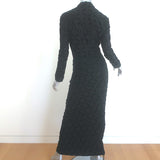 Tove Anna Mary Velvet-Flocked Maxi Dress Black Stretch Jersey Size 36