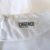 L'Agence Pleated-Side Sleeveless Mini Dress White Stretch Cotton Size 2